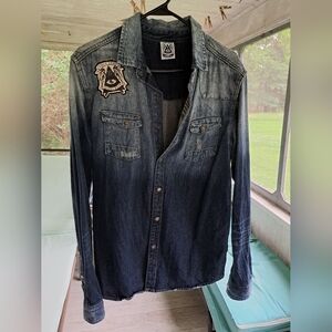 Drop Dead Tiger Back Patch Jean Shirt